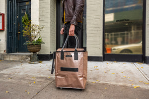 HULKEN Multipurpose Medium Bag on WHEELS. Silver, Medium, for Carrying Laundry or Grocery Shopping, Foldable, Eco-Friendly & Light