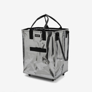 HULKEN Multipurpose Large Bag on WHEELS. Silver, Large, for Carrying Laundry or Grocery Shopping, Foldable, Eco-Friendly & Light