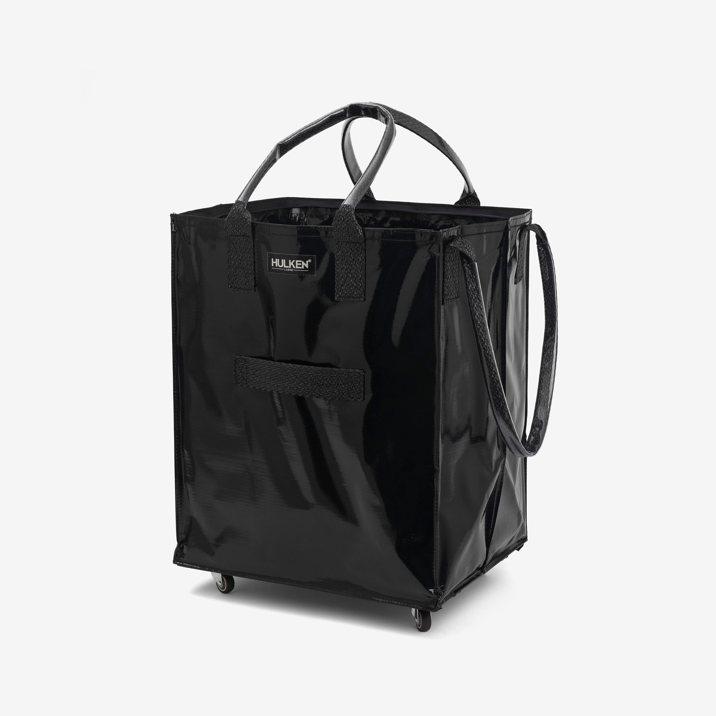 HULKEN Multipurpose Large Bag on WHEELS. Black, Large, for Carrying Laundry or Grocery Shopping, Foldable, Eco-Friendly & Light